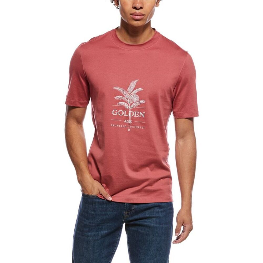 Brunello Cucinelli Mens  T-Shirt, Red